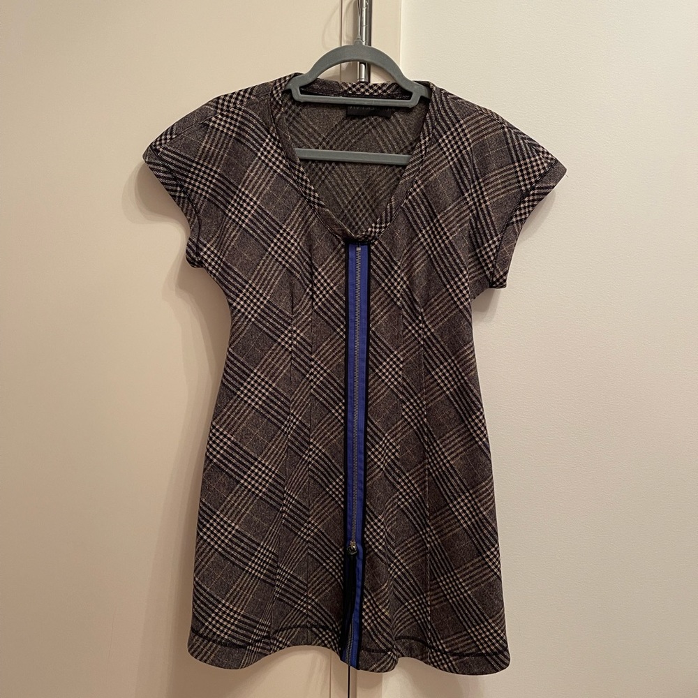 Derek Lam Petite Made in Italy Virgin Wool Plaid Mini Dress P0